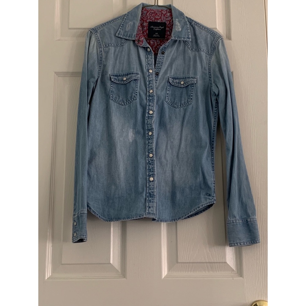 American Eagle Denim Button-Up